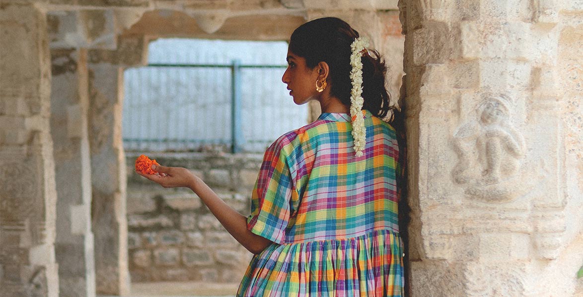 slim fit dress slacks Kerala Placket Dress Peach Ikat - Fair Trade Dresses